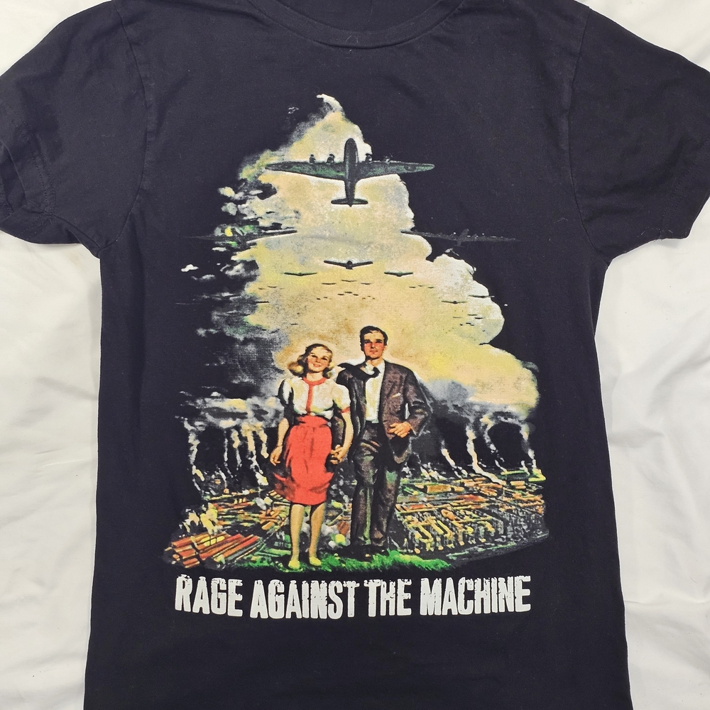 Rage Against The Machine Black Graphic Short Sleeve T-Shirt Men's Small Vintage